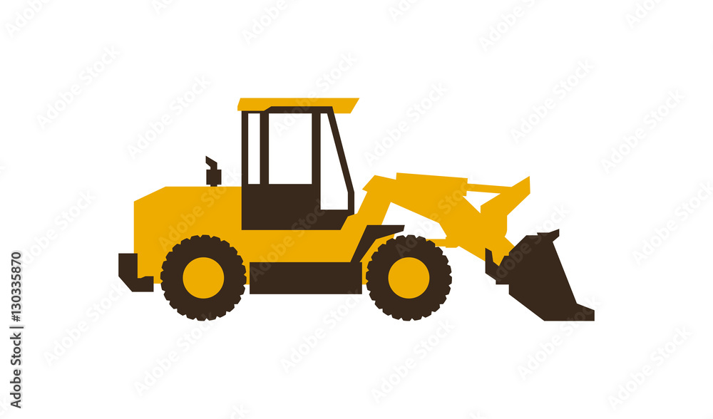 Icon front loader. Construction machinery. Vector illustration. Sleek style. Icon front loader. Construction machinery. Vector illustration. Sleek style.