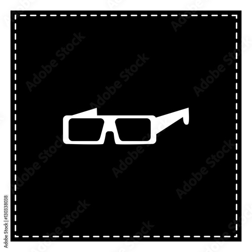 Modern glass sign. Black patch on white background. Isolated.