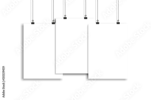 Three white paper poster mock-up