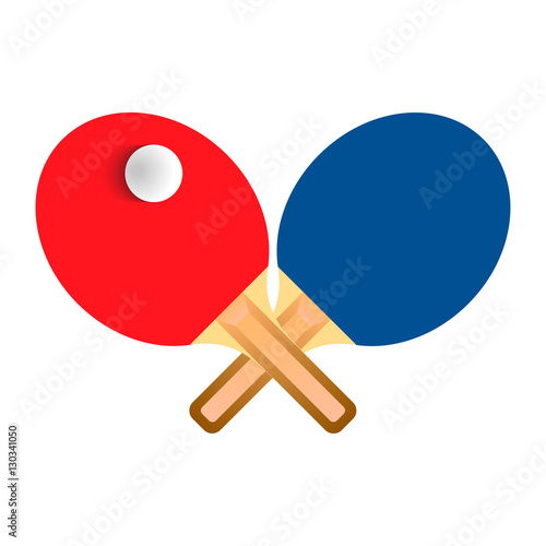 Table tennis rackets with ball vector illustration on white backgorund