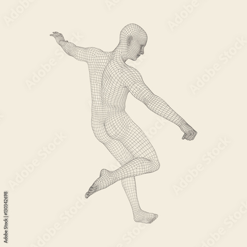Football player. Sports concept. 3D Human Body. Sport Symbol.