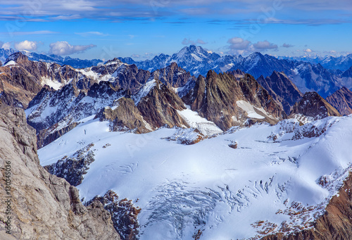 View from Mt. Titlis in the Swiss Alps in winter photo