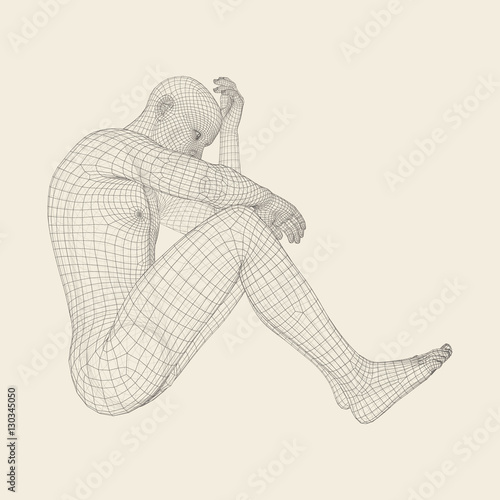 Miserable Depressed Man Sitting and Thinking.