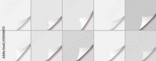 Page curl with shadow on blank sheet of paper