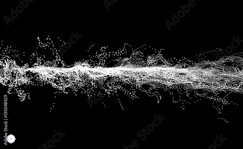 Array with Dynamic Emitted Particles. Water Splash Imitation.