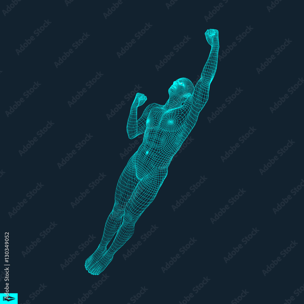 Business, Freedom or Happiness Concept. 3D Model of Man. Business, Freedom or Happiness Concept. 3D Model of Man.