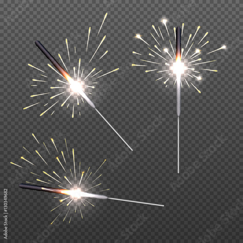 Closeup isolated sparkler shine bengal lights for holiday decor