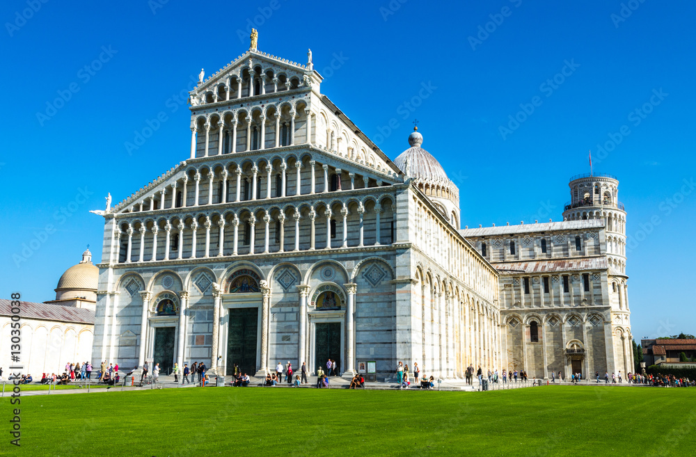 Cathedral of the Assumption and the Leaning Tower of Pisa in Tuscany