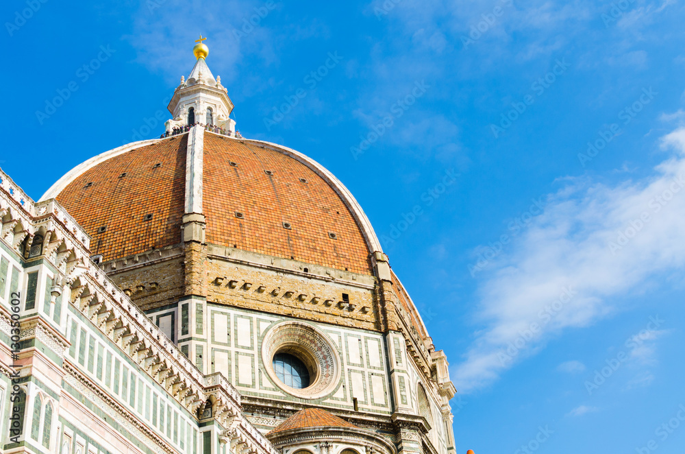 Dome of the Florence Cathedral against a blue sky in Tuscany