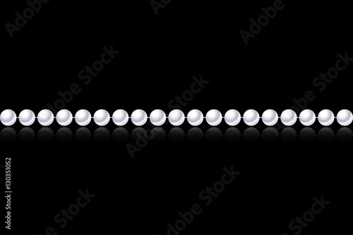 Realistic Pearl necklace on Black background