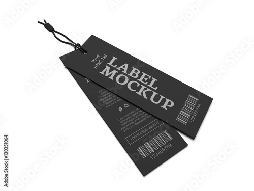 Foto Label 3D illustration mockup for cloth branding.