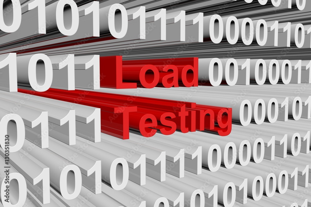 Load testing in the form of binary code, 3D illustration