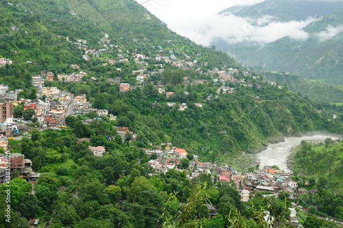 View of Chamba town and Ravi River, Himachal Pradesh  photo