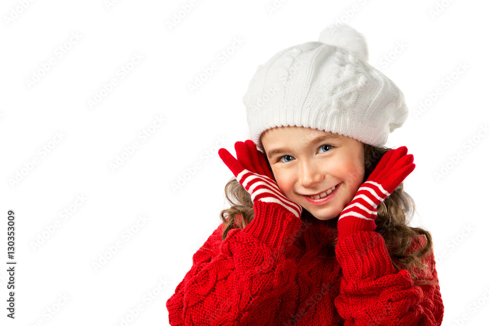 Little girl think about Santa on isolated white background Little girl think about Santa on isolated white background