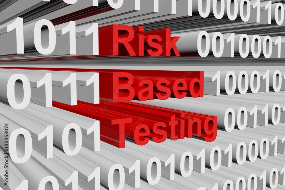 Risk based testing to a binary code 3D illustration Risk based testing to a binary code 3D illustration