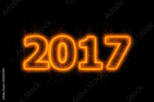 Happy New Year 2017 design with neon orange.