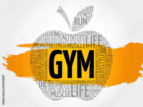 GYM apple word cloud, health concept