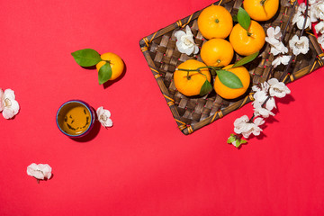 Orange for Lunar Chinese new year. Tet Holiday Concept.