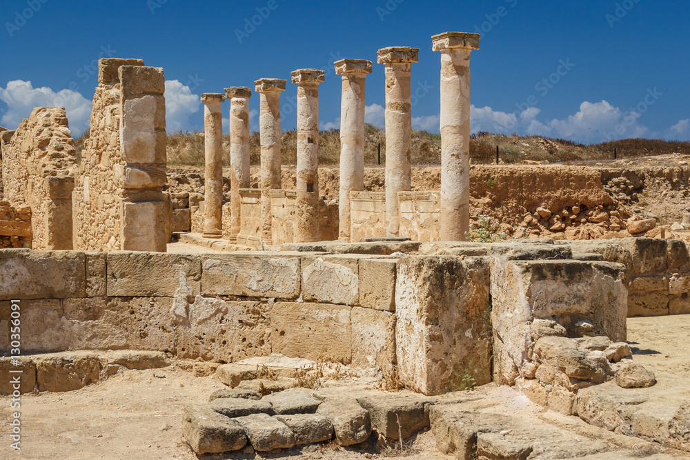 Ruins of the ancient Greek and Roman city of Paphos, Cyprus