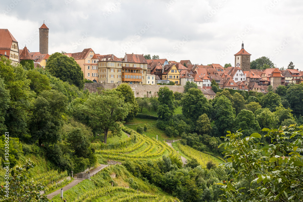 View to the roofs of Rothenburg ob der Tauber, Germany
