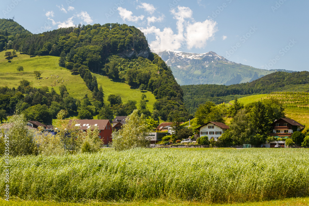 Rural alps landscape near Balzers, Liechtenstein