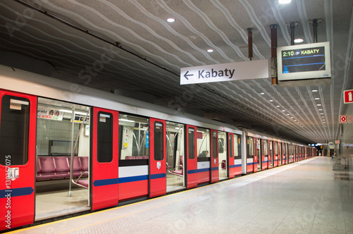 Warsaw, Poland. 10 December 2016. Subway at Mlociny metro station. photo