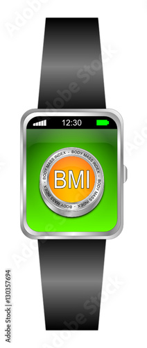 Smartwatch with BMI - Body Mass Index Button - 3D illustration