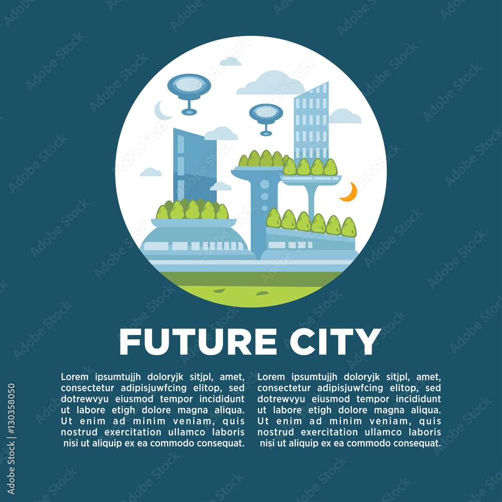 Future city landscape concept. Vector modern cityscape background illustration