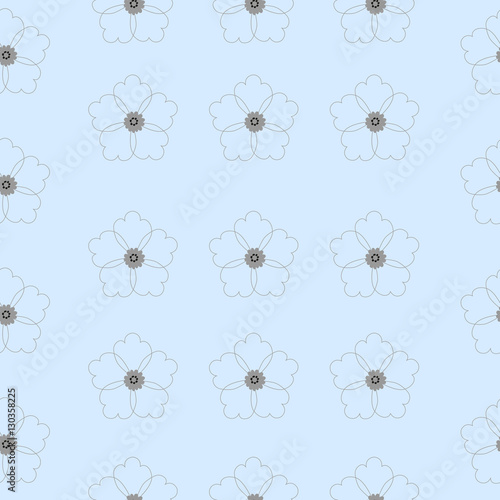 Floral ornament. Seamless abstract classic pattern with flowers. Light gray and blue pattern.