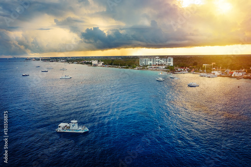 The coast of Cozumel in Mexico from the sea photo