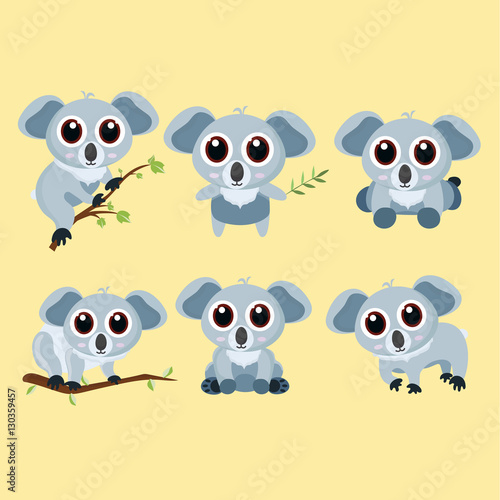 Fototapeta Naklejka Na Ścianę i Meble -  vector cartoon koala set