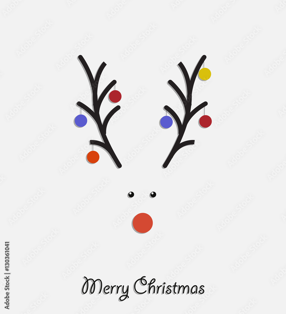 Fototapeta premium Funny Merry Christmas card with deer. 
