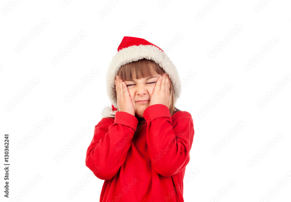 Crazy funny girl with Christmas hat Crazy funny girl with Christmas hat