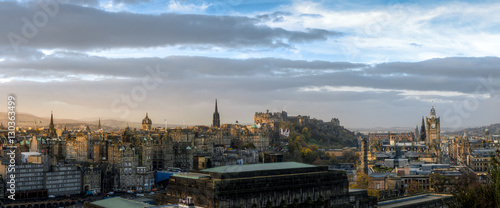 Edinburgh cityscape and skyline as seen from Calton Hill. Panoramic view