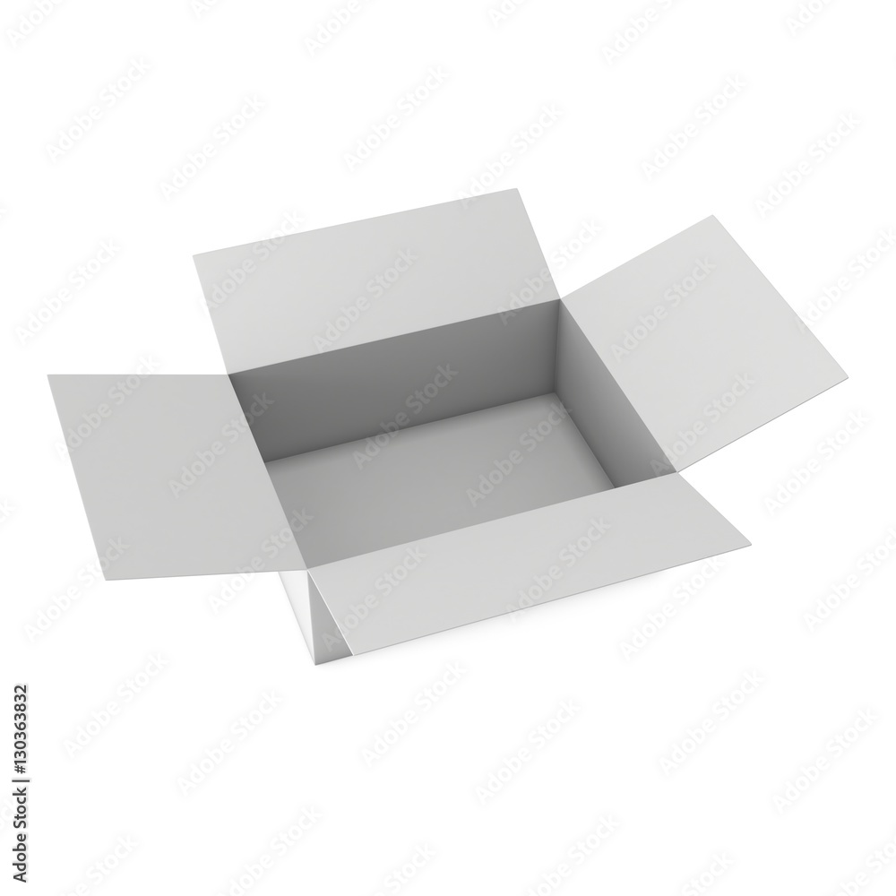 Open box. 3d render illustration isolated on white. Transportation concept. Open box. 3d render illustration isolated on white. Transportation concept.