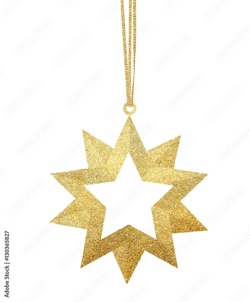 Golden Christmas star isolated on white background Golden Christmas star isolated on white background