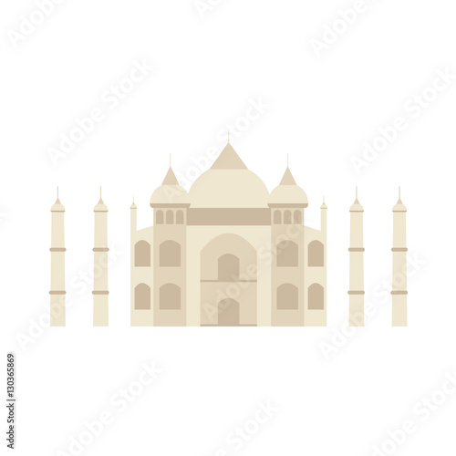 The Taj Mahal on white background. Famous indian landmark. World tourism.