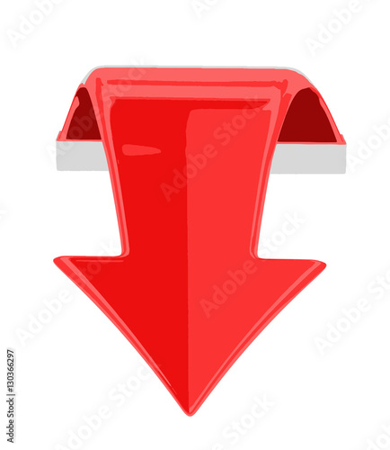 3d arrow downwards. Image with clipping path