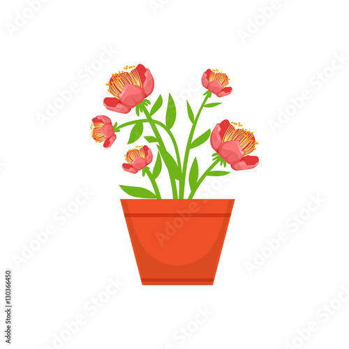 Wallpaper Mural Home Bushy Red Flower In The Flowerpot, Flower Shop Decorative Plants Assortment Item Cartoon Vector Illustration Torontodigital.ca