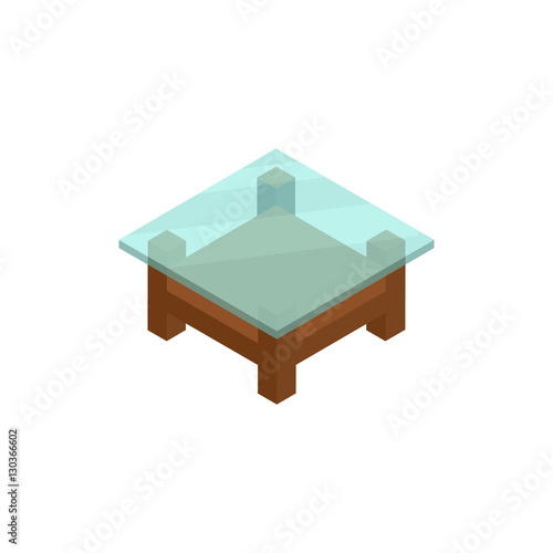 Coffee table isometric icon or logo for web design