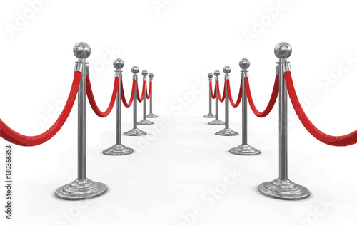 Chrome Stanchions with rope. Image with clipping path