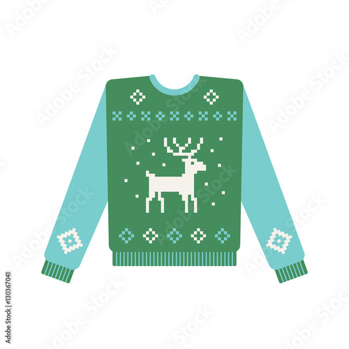 Ugly christmas sweater with deer pattern. Vector