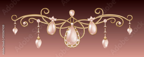 Gold pendant with pink diadem with pearls
Festive jewelery with diamonds