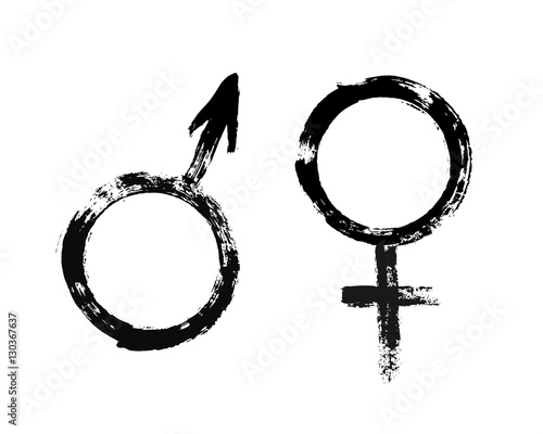 Male Female Symbols Grunge Painted Style photo
