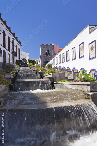 Ceramic benches by the water stairs, Paseo de Canarias, Firgas, Gran Canaria, Canary Islands, Spain photo