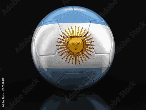 Soccer football with Argentinian flag. Image with clipping path