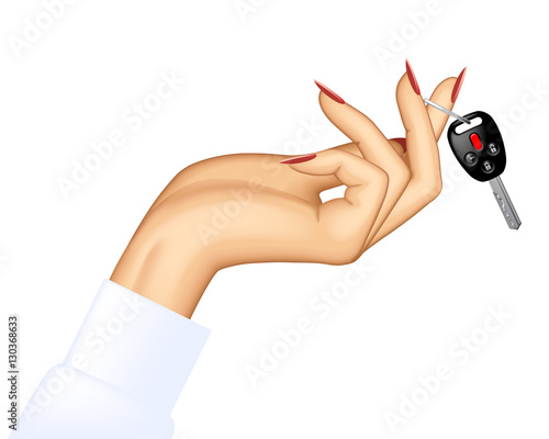 Woman's hand holding car key