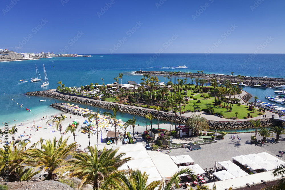 Aerial view of Anfi del Mar, Playa de la Verga, Gran Canaria, Canary islands, Spain, Atlantic Aerial view of Anfi del Mar, Playa de la Verga, Gran Canaria, Canary islands, Spain, Atlantic