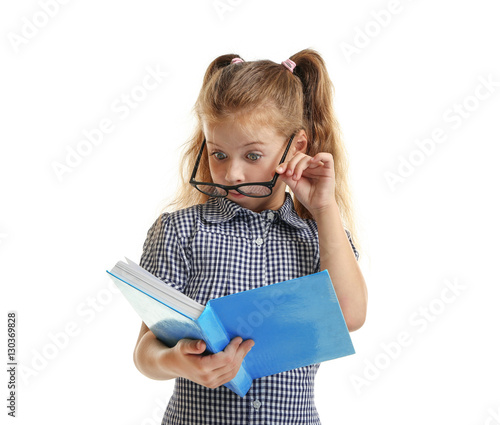 Cute girl with book on whit...