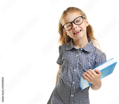 Cute girl with book on whit...
